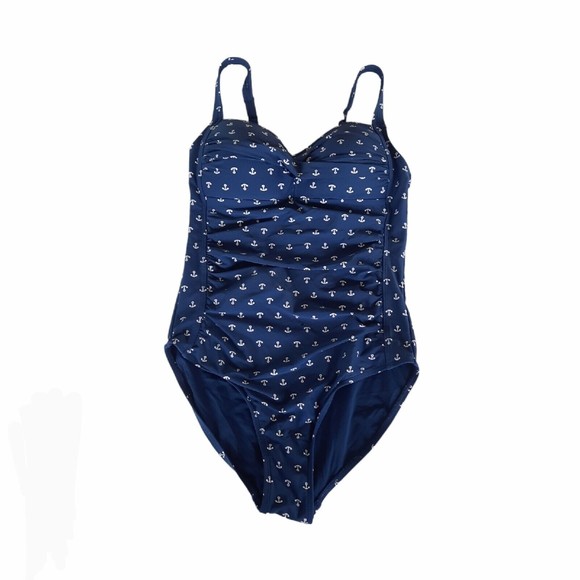 Nip Tuck Other - Niptuck Swim Womens One Piece Swimsuit Blue White Anchors Nautical Retro Size 6